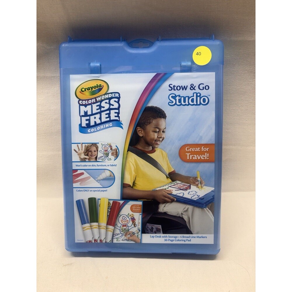 Crayola Color Wonder Stow & Go Studio Mess Free Coloring Kit 30 Pages 4 Markers